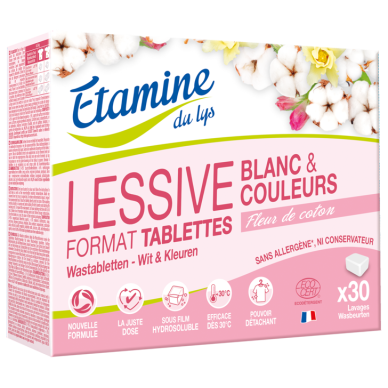 30 Tablettes lessive blanc et couleurs Etamine du lys